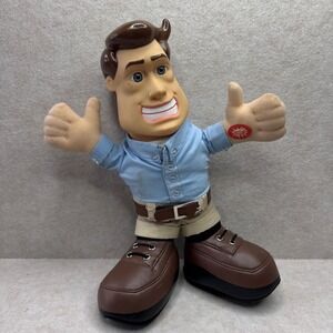 2003 Talking Toy Figure 12" Man Blue Shirt Khaki Shorts Brown Shoes Vintage‎